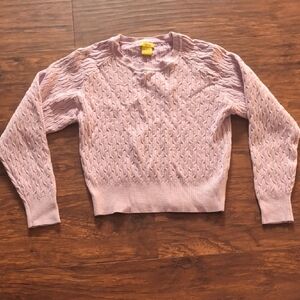Purple Crew‎ Neck Cable Knit Sweater